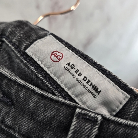 AG Adriano Goldschmied Jean Women 30 Black Gray Isabelle Button Exposed Frayed - Picture 3 of 13